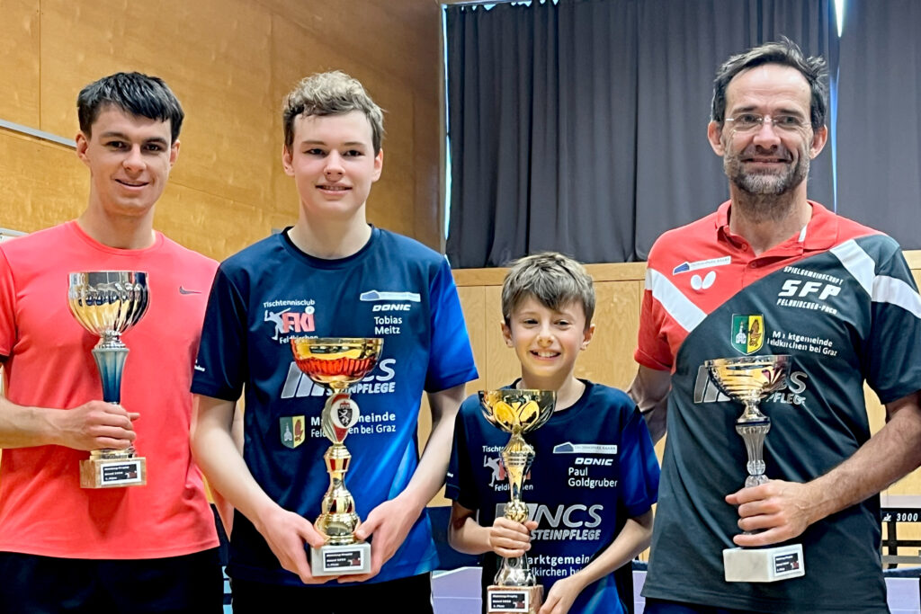 Sieger Bewerb C (von links): Florian Gogg (2.), Tobias Meitz (1.), Paul Goldgruber und Thomas Tropper (jeweils 3.).